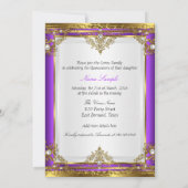 パープル金ゴールドホワイトパールプリンセスキンセアニェラ 招待状 (裏面)