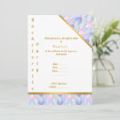 パープル金ゴールドホワイトマーメイドパーティーバチェロレッテ 招待状 (スタンド正面)