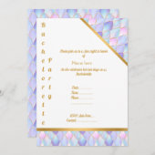 パープル金ゴールドホワイトマーメイドパーティーバチェロレッテ 招待状 (正面/裏面)