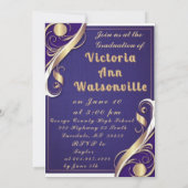 パープル金ゴールドホワイト卒業2025 招待状 (裏面)