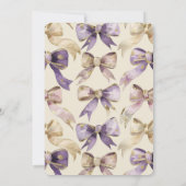 パープル金ゴールドボウズブライダルシャワー 招待状 (裏面)