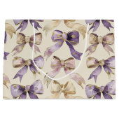 パープル金ゴールドボウズ誕生日 ラージペーパーバッグ (正面)