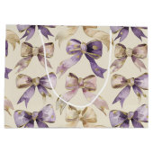 パープル金ゴールドボウズ誕生日 ラージペーパーバッグ (裏面)