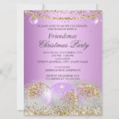 パープル金ゴールドボーブルフレンドマスクリスマスパーティー 招待状 (正面)