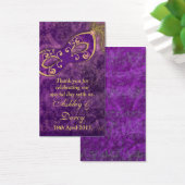 パープル金ゴールドマスカレード結婚式の引き出物ラベル (デスク)