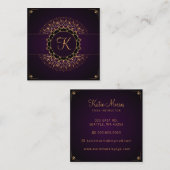 パープル金ゴールドマンダラエレガントヨガインストラクター スクエア名刺 (正面/裏面)