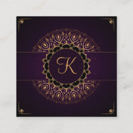 パープル金ゴールドマンダラエレガントヨガインストラクター スクエア名刺