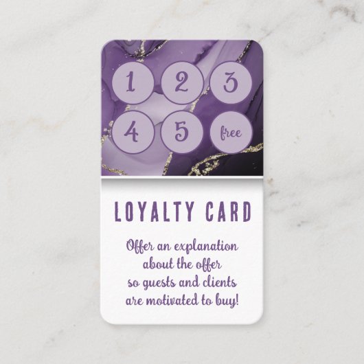 パープル金ゴールドマーブルメディカルスパスキンケア美しい ロイヤリティカード (正面)