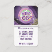 パープル金ゴールドマーブルメディカルスパスキンケア美しい ロイヤリティカード (裏面)