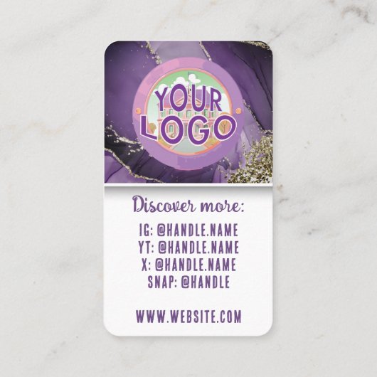 パープル金ゴールドマーブルメディカルスパスキンケア美しい ロイヤリティカード (裏面)