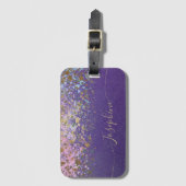 パープル金ゴールドモダンシックトレンディー書道 ラゲッジタグ (正面縦)