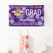 パープル金ゴールドモダンバブルおめでとう卒業 横断幕 (インサイチュ)