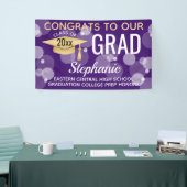 パープル金ゴールドモダンバブルおめでとう卒業 横断幕 (トレードショー)