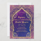 パープル金ゴールドモロッコベリー踊りブライダルシャワー 招待状 (正面)