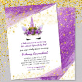 パープル金ゴールドユニコーンベビーシャワー招待状 招待状