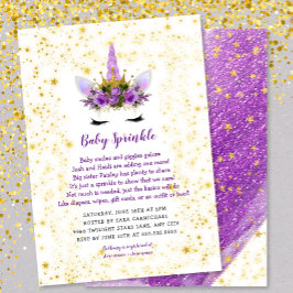 パープル金ゴールドユニコーンベビースプリンクル招待状 招待状