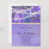 パープル金ゴールドライツエテリアルインクウェディングシャワー 招待状 (正面)