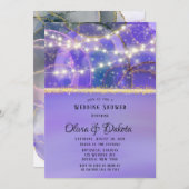 パープル金ゴールドライツエテリアルインクウェディングシャワー 招待状 (正面/裏面)