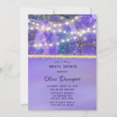 パープル金ゴールドライツエテリアルインクブライダルシャワー 招待状 (正面)