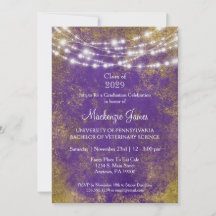 パープル金ゴールドライツ卒業パーティー招待状