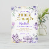 パープル金ゴールドリトル恋しく思スレーネガー第3誕生日 招待状 (スタンド正面)