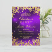 パープル金ゴールドリースクリスマスパーティの招待状 招待状 (スタンド正面)