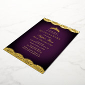 パープル金ゴールドレースティアラキンセアニェラフォイル 箔招待状 (回転した状態)
