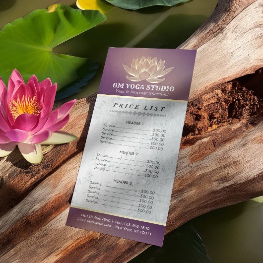 パープル金ゴールドロータスYOGA霊気インストラクター価格表 ラックカード