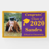 パープル金ゴールドワンフォトクラス2023年卒業 横断幕 (横)