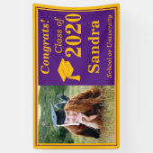 パープル金ゴールドワンフォトクラス2023年卒業 横断幕 (縦)