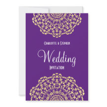 パープル金ゴールドヴィンテージレースエレガントウェディング