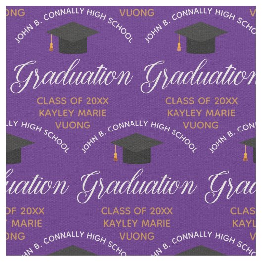 パープル金ゴールド卒業パーソナライズされた卒業生 ファブリック (クローズアップ)
