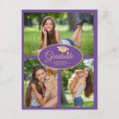 パープル金ゴールド卒業写真クラス2024 案内ポストカード (正面)