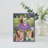 パープル金ゴールド卒業写真クラス2024 案内ポストカード (スタンド正面)