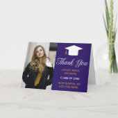 パープル金ゴールド卒業写真2025年卒業 サンキューカード (正面)