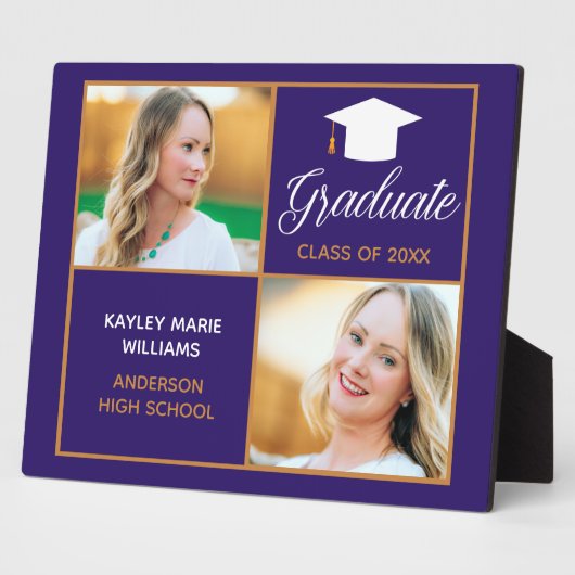 パープル金ゴールド卒業記念の写真 フォトプラーク (側面)