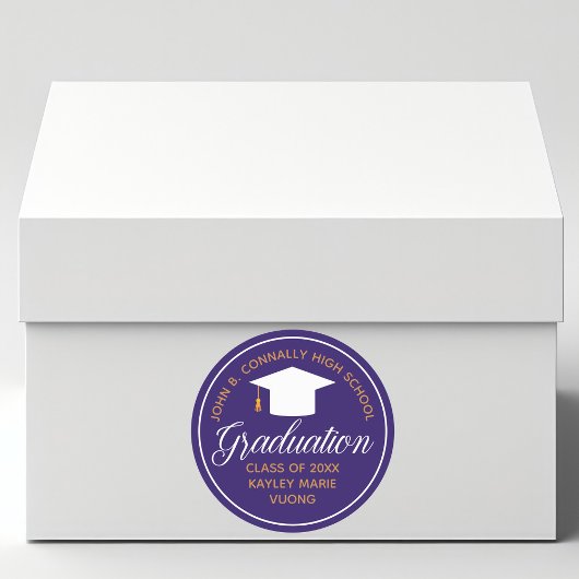 パープル金ゴールド卒業2025カスタムパーティー ラウンドシール