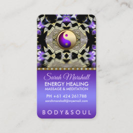 パープル金ゴールド反射マンダラホリスティックー癒し 名刺