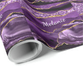 パープル金ゴールド名前をカスタムする包装紙 ラッピングペーパー (ロールコーナー)