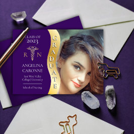 パープル金ゴールド大学院生Wave Caduceus RN看護グラード 案内状