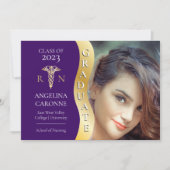 パープル金ゴールド大学院生Wave Caduceus RN看護グラード 案内状 (正面)