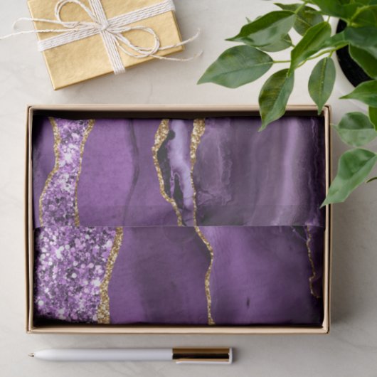 パープル金ゴールド大理石ティッシュペーパーと名前をカスタムする 薄葉紙 (ギフト)