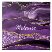 パープル金ゴールド大理石名前をカスタムするセラミックタイル タイル (正面)