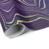 パープル金ゴールド大理石誕生日結婚ズラップ ラッピングペーパー (ロールコーナー)
