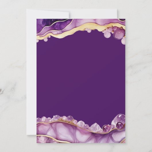 パープル金ゴールド大理石60番目の誕生日招待状 招待状 (裏面)