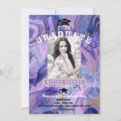 パープル金ゴールド大理石Glam写真卒業パーティー 招待状 (正面)