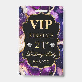 パープル金ゴールド天空グリッターアゲート誕生日VIP バッジ
