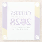 パープル金ゴールド学校大学卒業 ガラスコースター (裏面)