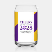 パープル金ゴールド学校大学卒業 ガラス缶 (正面)