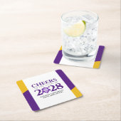 パープル金ゴールド学校大学卒業 スクエアペーパーコースター (インサイチュ)